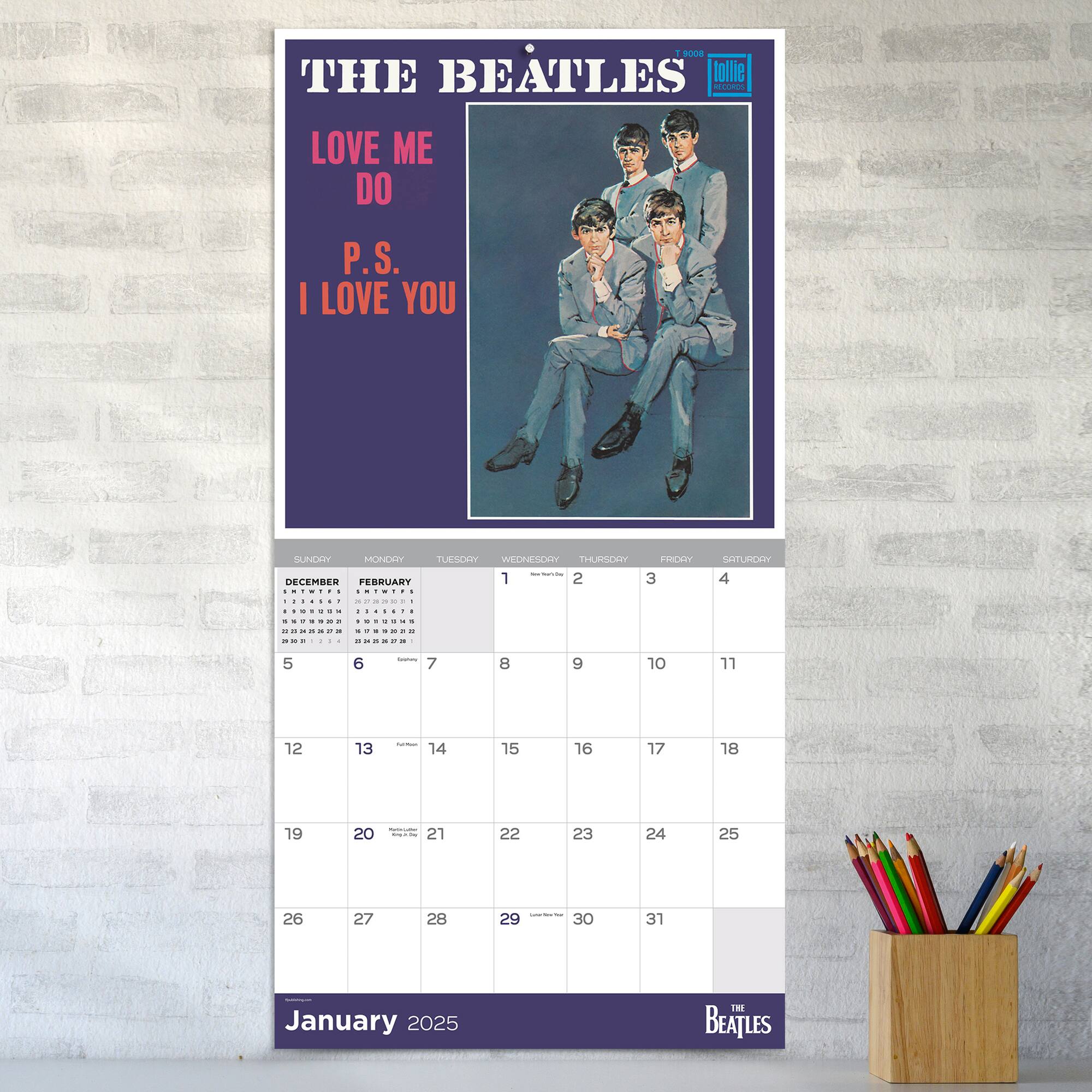 TF Publishing 2025 The Beatles: Albums & Artwork Wall Calendar